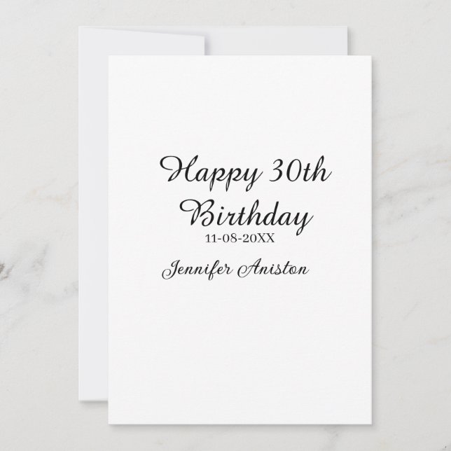 Convite Feliz aniversário de 30 anos para adicionar nome d (Frente)