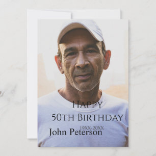 Convite Feliz aniversário de 50 anos nome foto ano homem s