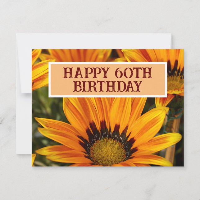 CONVITE FELIZ ANIVERSÁRIO DE 60 ANOS GIRASSOL FLOR (Frente)