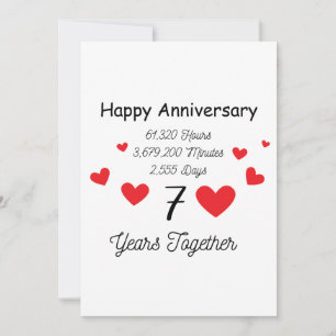 Convite Feliz aniversário de 7 - 7 anos juntos