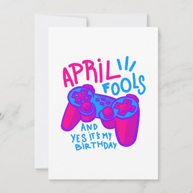 Convite feliz aniversário de April Fools Day gamer (Frente)