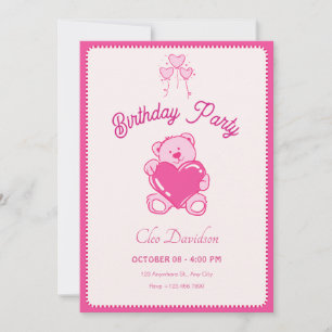 Convite Feliz aniversário de boneca bonitinha