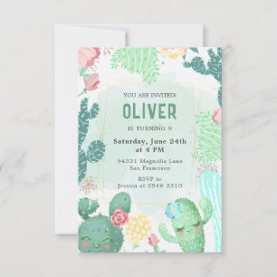 Convite Feliz aniversário de Cactos