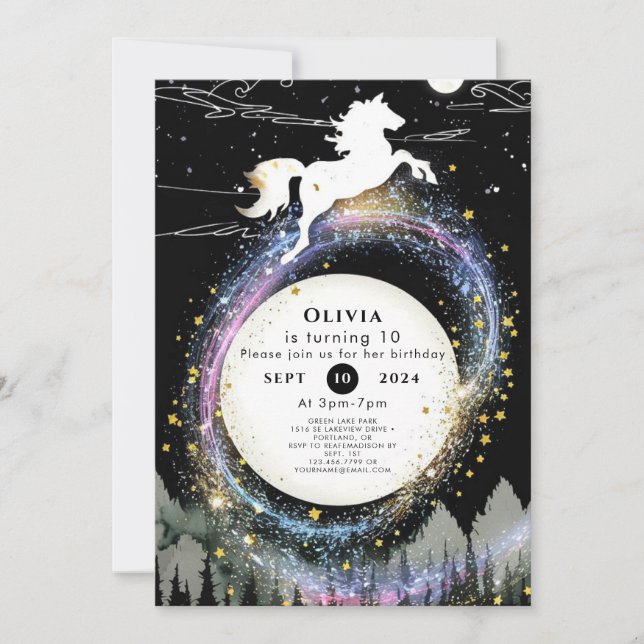 Convite Feliz Aniversário de Cavalo Colorido (Frente)