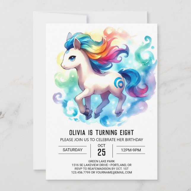 Convite Feliz Aniversário de Cavalo Online (Frente)