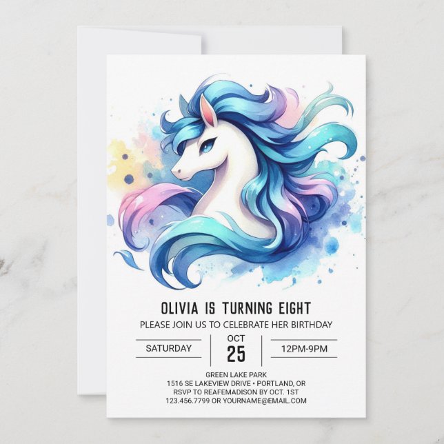Convite Feliz Aniversário de Cavalo para Crianças (Frente)