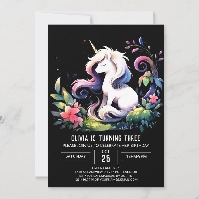 Convite Feliz aniversário de cavalos minimalistas (Frente)