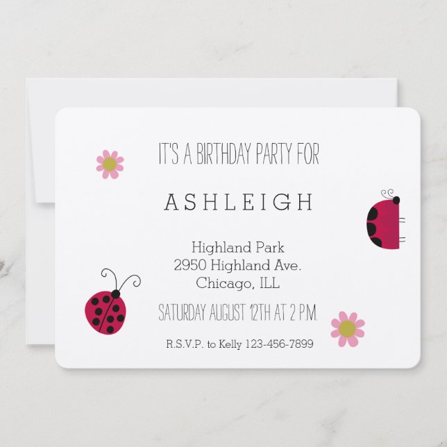 Convite Feliz aniversário de Ladybugs (Frente)