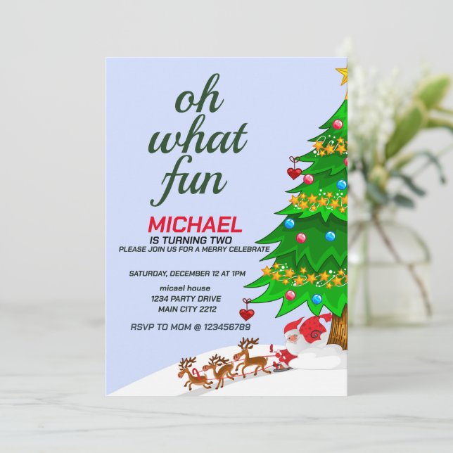 Convite Feliz aniversário de Natal (Em pé/Frente)