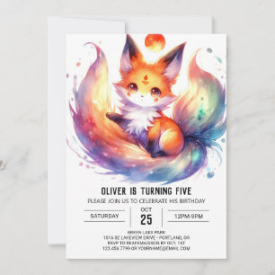 Convite Feliz aniversário de raposas pintadas