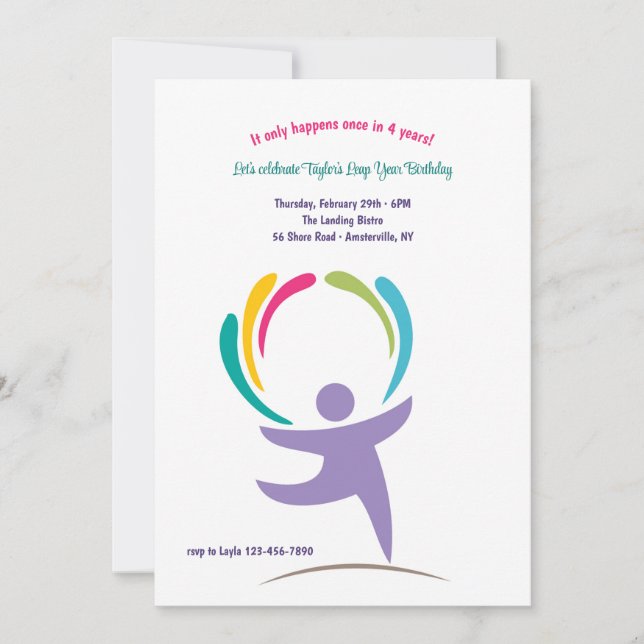 Convite Feliz aniversário de salto (Frente)