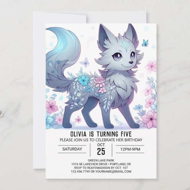 Convite Feliz aniversário digital do Wolf Encantado (Frente)