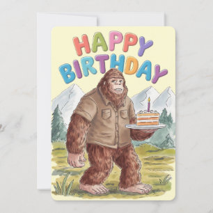 Convite Feliz Aniversário Divertido BigFoot Sasquatch