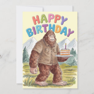 Convite Feliz Aniversário Divertido BigFoot Sasquatch