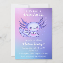 Convite Feliz aniversário do Axolotl roxo