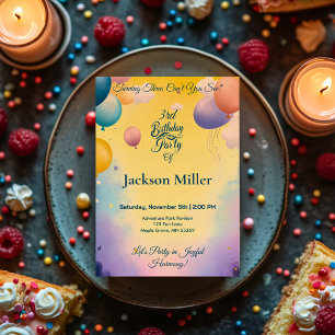 Convite Feliz aniversário do Balão com um Tigre Adorável