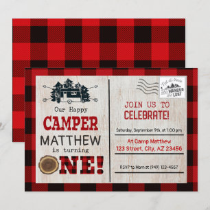 Convite Feliz Aniversário do Camper Lumberjack Flannel