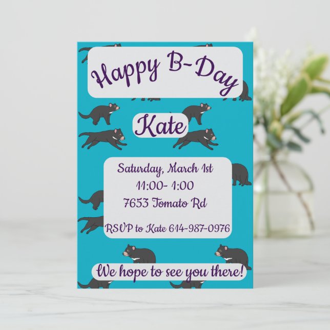 Convite Feliz aniversário do diabo da Tasmania (Em pé/Frente)