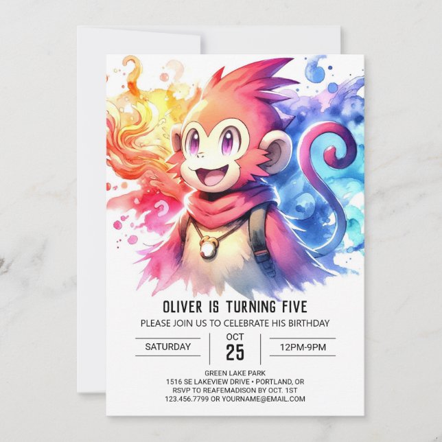 Convite Feliz Aniversário do Macaco Online (Frente)