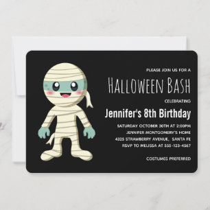 Convite Feliz Aniversário do Monstro da Múmia no Halloween
