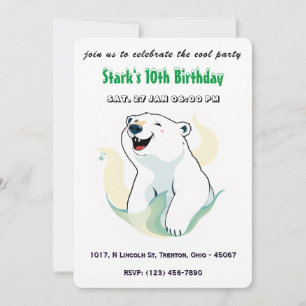 Convite Feliz Aniversário do Urso Polar Personalizado