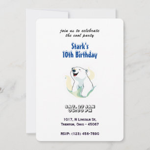 Convite Feliz Aniversário do Urso Polar Personalizado