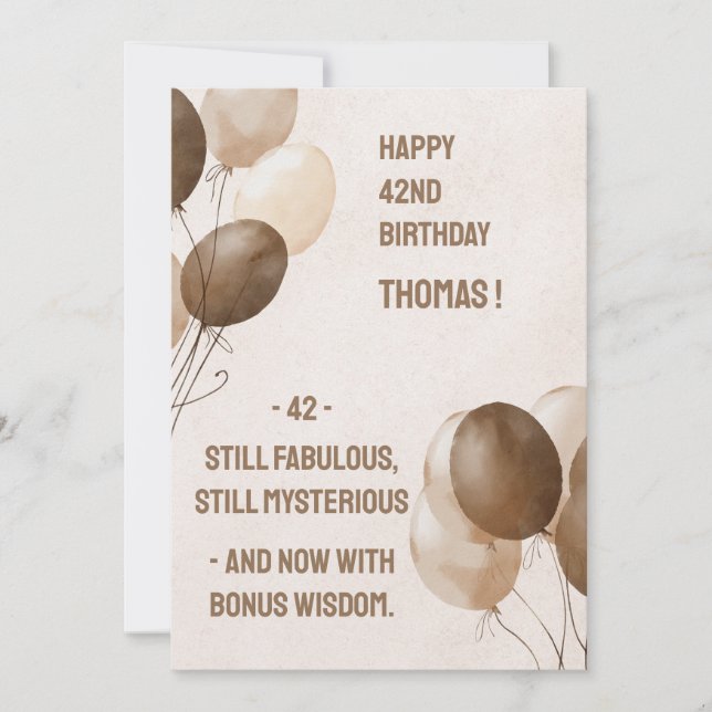 Convite Feliz aniversário em Castanho com Balões Marrons (Frente)