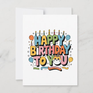 Convite Feliz Aniversário Gatinho Fofo