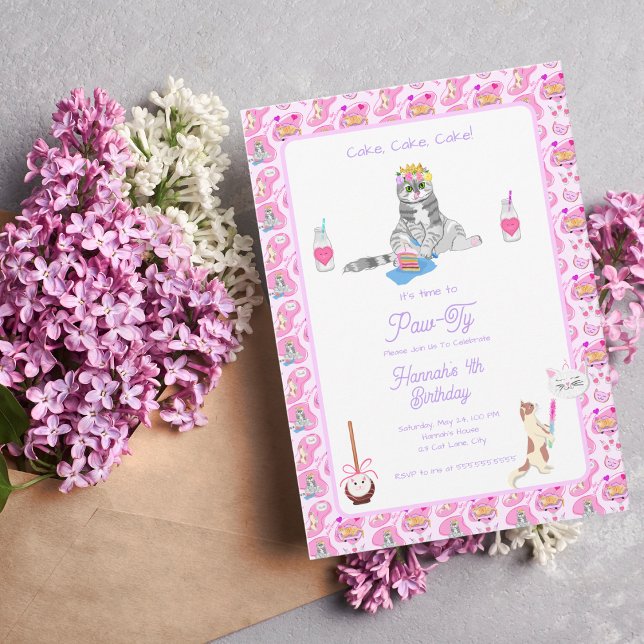 Convite Feliz Aniversário Gatos Têm Festa (Criador carregado)