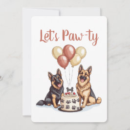 Convite Feliz aniversário German shepherd Cães Bolo de Ani