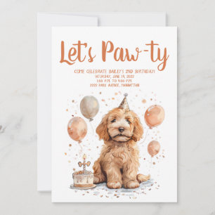 Convite Feliz aniversário Goldendoodle Cachorro de Anivers