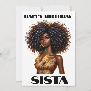 Convite Feliz aniversário irmã negra melanina rainhas