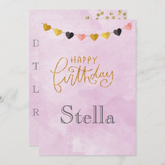 Convite Feliz aniversário para ela (Frente/Verso)