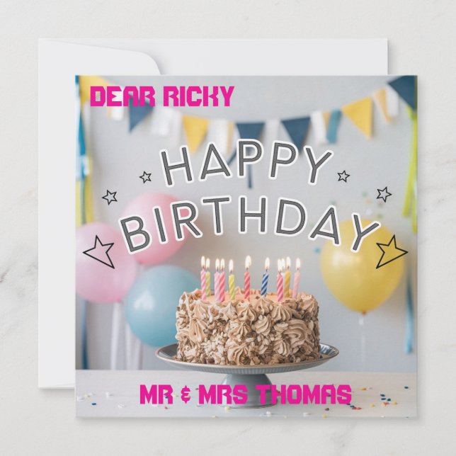 Convite Feliz aniversário para você! 🎉 🎂 (Frente)