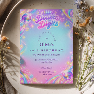 Convite Feliz Aniversário Pastel Disco de Dois Dígitos