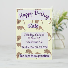 Convite Feliz Aniversário Possums de Cauda Anelada