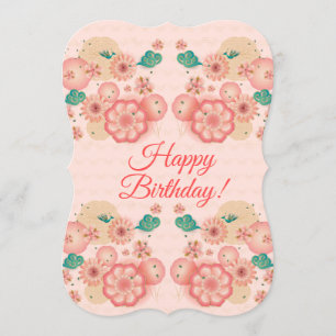 Convite Feliz Aniversário - Primavera Peach Flowers - Deco