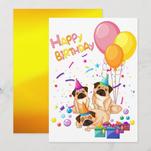 Convite Feliz aniversário Pugs