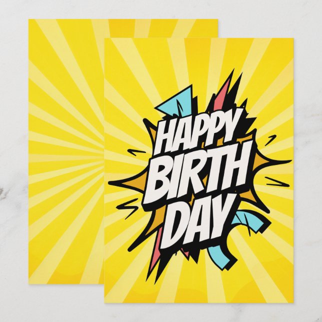 Convite Feliz Aniversário Retrô de Quadrinhos! (Frente/Verso)