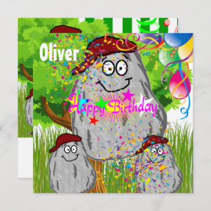 Convite Feliz aniversário Rock Potato Card Balões de Convi