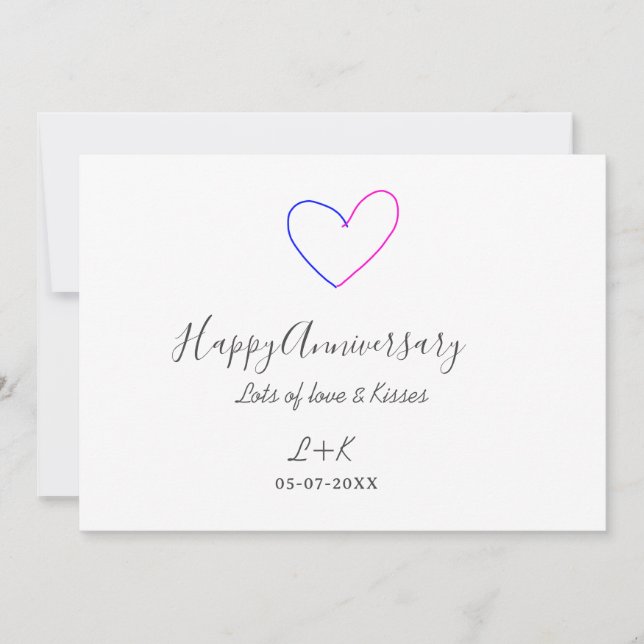 Convite Feliz aniversário rosa azul coração nome data simp (Frente)