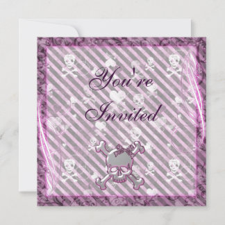 Convite Feliz Aniversário Roxo das Raparigas e Corações