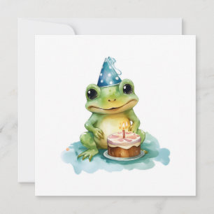 Convite Feliz aniversário, sapo bonito