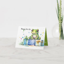 Convite Feliz Aniversário Sapo Verde Fofo com presentes em