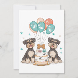 Convite Feliz Aniversário Schnauzer Cães