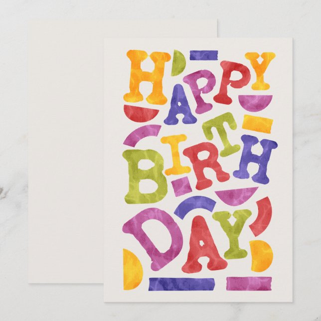 Convite Feliz Aniversário Tipografia Retro (Frente/Verso)