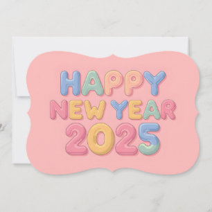 Convite Feliz ano novo 2025 com texto colorido