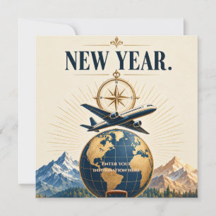 Convite Feliz Ano Novo Aventura com Viagem Inspirada 