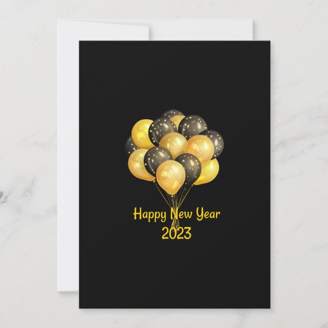 Convite Feliz ano novo preto 2023 (Frente)