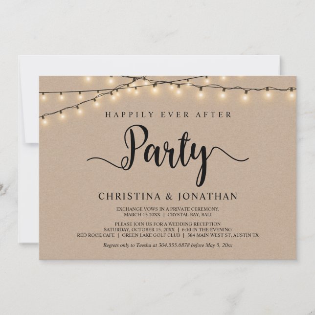 Convite Feliz Atrás da Festa, Luzes de Cordas Elopeam (Frente)